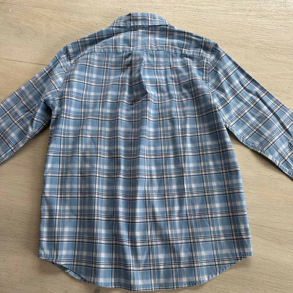 Vineyard Vines Boys 6 OTG Performance Plaid Button Down Shirt Blue White Whale - Picture 9 of 11